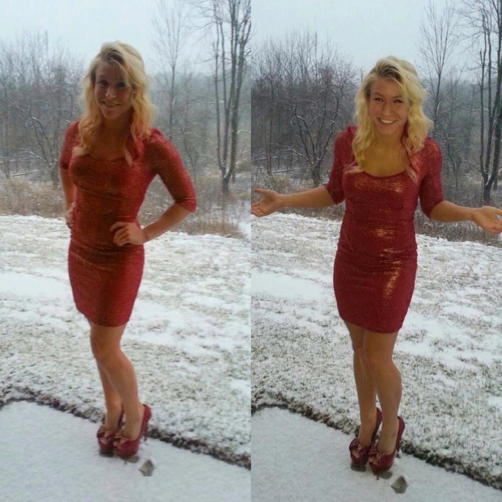 Red and gold body con dress